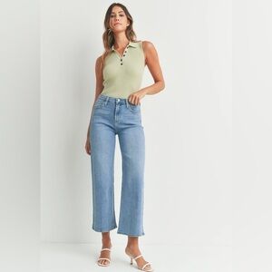 Just Black Denim High Rise Wide Leg Jean Boutique Light Wash